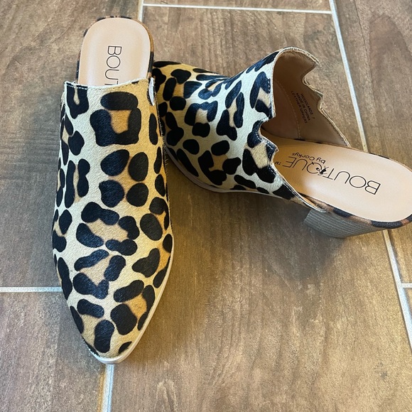 Boutique by Corkys Woodlands Leopard Slip On Heeled Mules NWOT - Picture 6 of 6